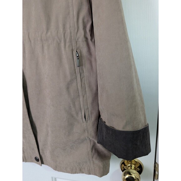 Liz Claiborne Beige Jacket Womens Large Detachable Lining & Hood Cinch Waist - Picture 4 of 16
